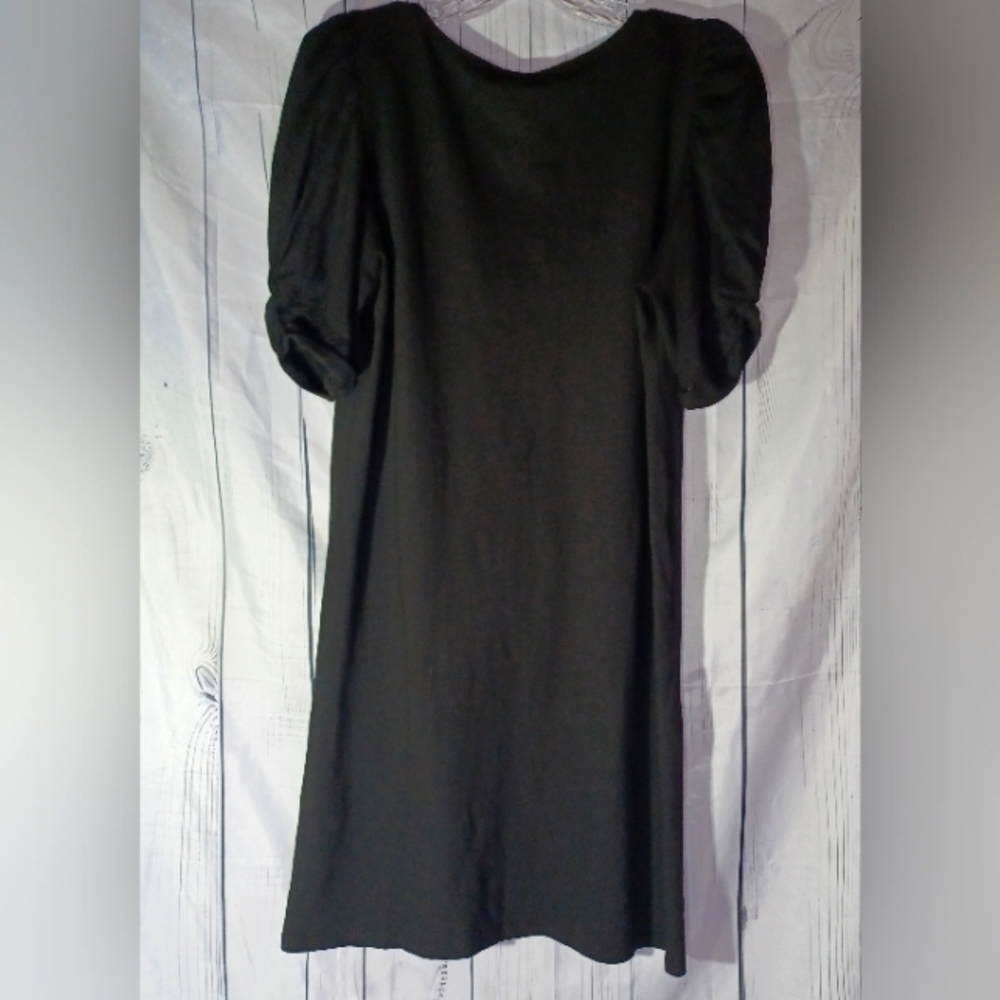 Anthropologie AMADI Black V-Neck Twist Puff Sleeve Dress NWT - Picture 12 of 14